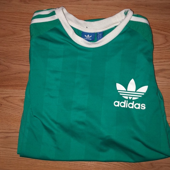 Adidas Striped Green T-Shirt Size Large - Picture 3 of 3